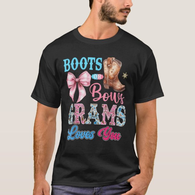 T-shirt Boots ou Bows Grams vous aime Genre Reveal Party (Devant)