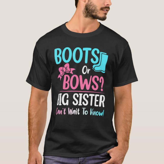 T-shirt Boots Ou Bows Grande Soeur Baby shower De Révélati (Devant)