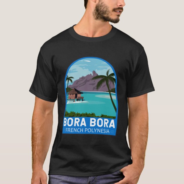 T-shirt Bora Bora Polynésie française Voyage Rétro Emblem  (Devant)