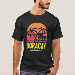 T-shirt Boracay Philippines Sunset Palmiers White Beach