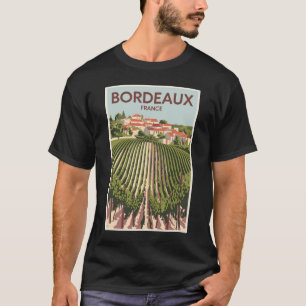 T-shirt Bordeaux France Vineyard Travel Art Vintage