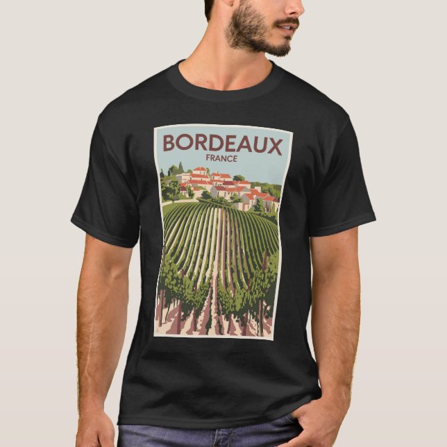 T-shirt Bordeaux France Vineyard Travel Art Vintage (Devant)