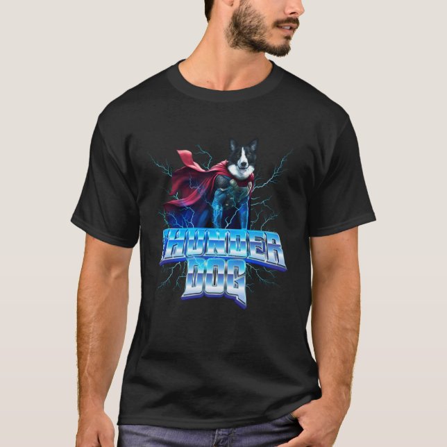 T-shirt Border Collie as the God of Thunder and Lightning (Devant)