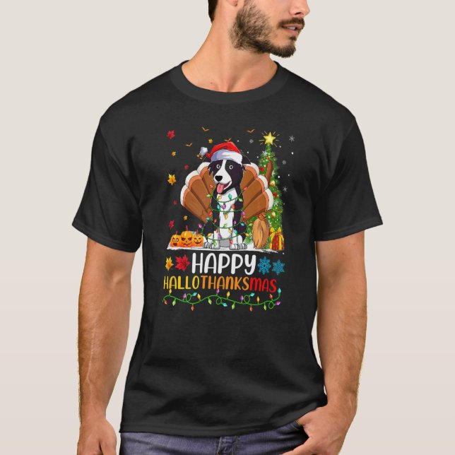 T-shirt Border Collie Chien   Border Collie Hellothanksmas (Devant)