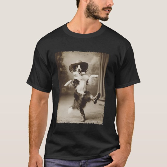 T-shirt Border Collie Chien Cow-boy Ridicule (Devant)