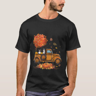 T-shirt Border Collie Citrouilles Camion Automne Feuille C