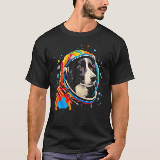 T-shirt Border Collie Dog  Astronaut (Devant)
