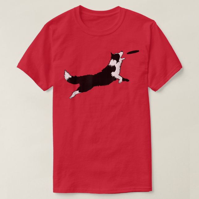 T-shirt Border Collie  Dog Fetch Frisbee Dog Lover Gift  (Design devant)