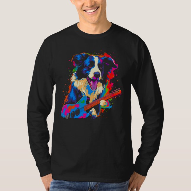 T-shirt Border Collie Dog Music (Devant)