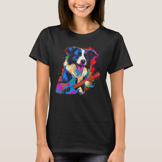 T-shirt Border Collie Dog Music (Devant)