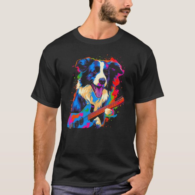 T-shirt Border Collie Dog Music (Devant)