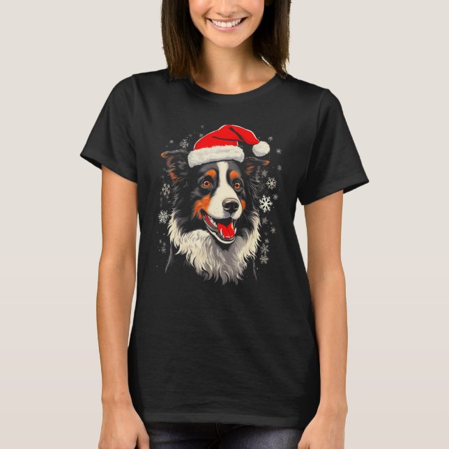 T-shirt Border Collie Dog Xmas (Devant)