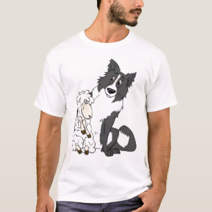 T-shirt Border collie et pièce en t de moutons