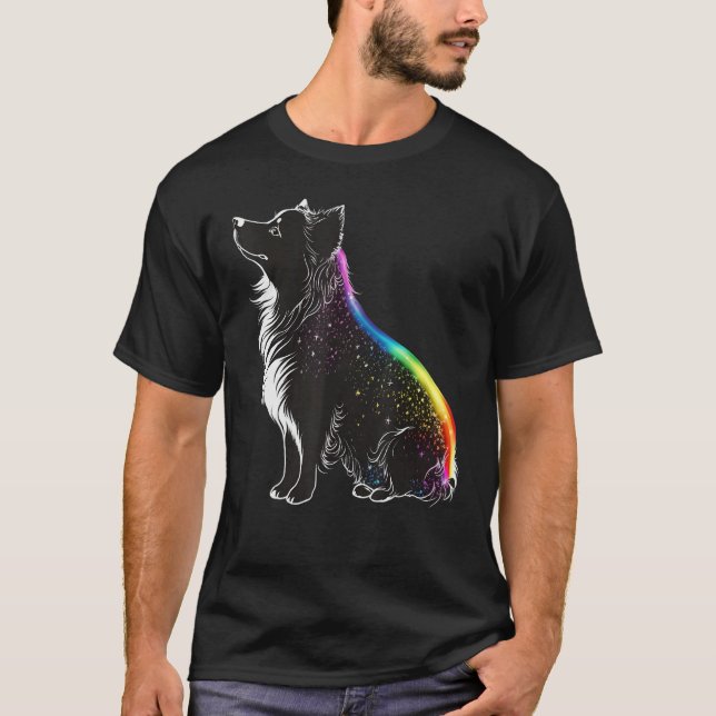 T-shirt Border Collie Gay LGBT Rainbow Flag on Border Coll (Devant)