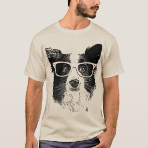 T-shirt Border collie glasses hipster Dog