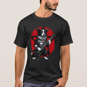 T-shirt Border Collie Heavy Metal Guitare Rock Amoureux de