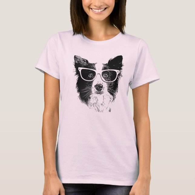 T-shirt Border collie Hipster (Devant)