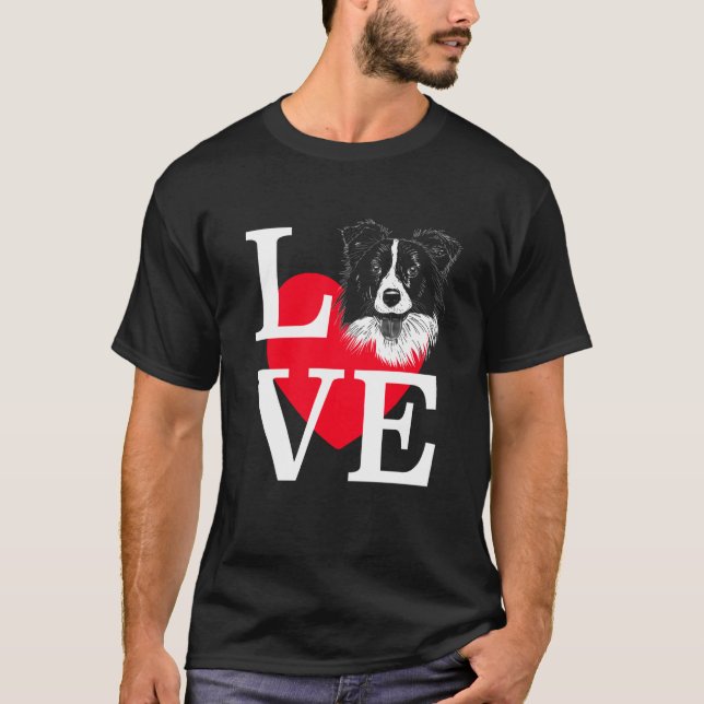 T-shirt Border Collie Love Cute heart Border Collie (Devant)