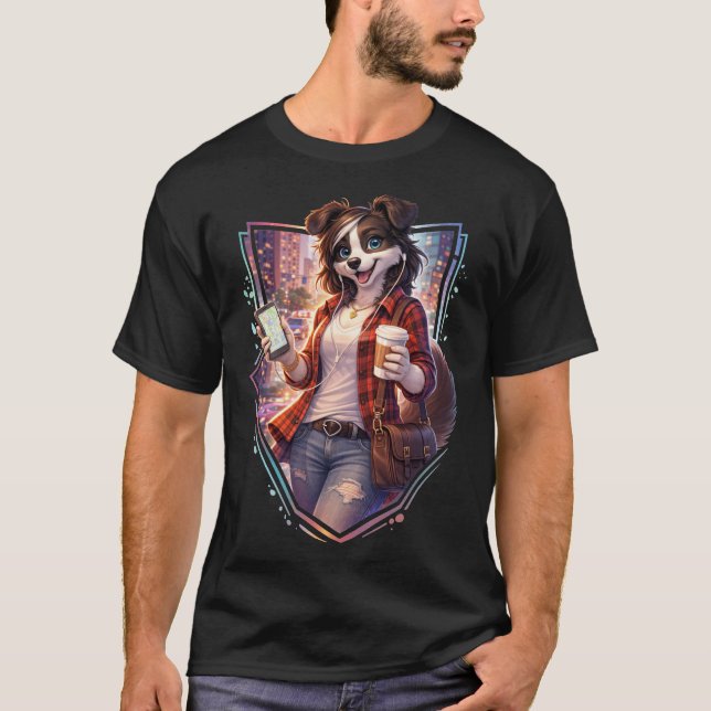 T-shirt Border Collie mignon (Devant)