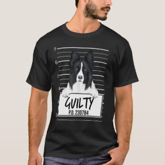 T-shirt Border Collie Mugshot Chien Coupable