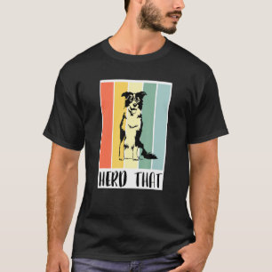 T-shirt Border Collie Pour Hommes Rétro Garde Ce Vache