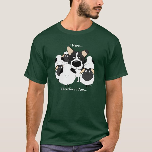 T-shirt Border collie - troupeau d'I… par conséquent je (Devant)