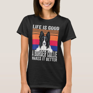 T-shirt Border Collies Rend Votre Vie Bonne Vintage