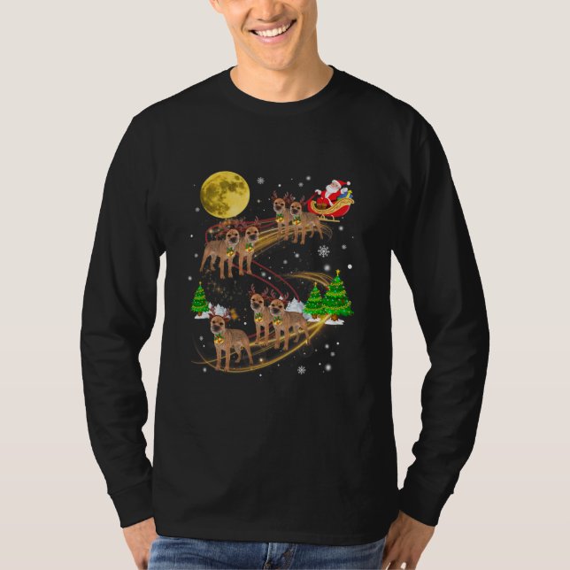 T-shirt Border Terrier Reindeer Christmas Dog Riding (Devant)