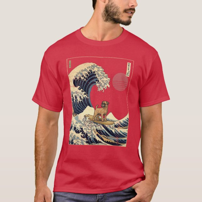 T-shirt Bordererrier Kanagawa Japanese Surfing Wave girl f (Devant)