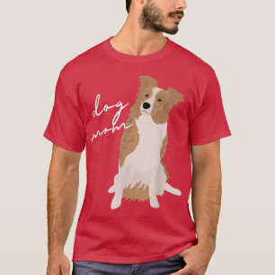 T-shirt Bordure blanc et rouge Merle Collie Chien Maman Ch