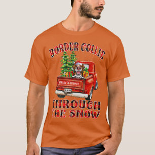 T-shirt Bordure Collie à travers le camion chien de Noël n