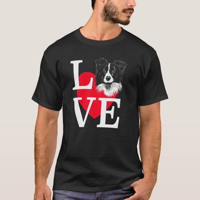 T-shirt Bordure Collie Aimer Coeur mignon Bordure Collie (Devant)
