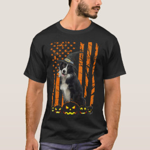 T-shirt Bordure Collie Américaine Drapeau Américain Drôle