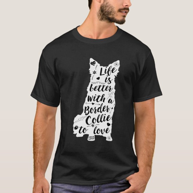 T-shirt Bordure Collie Chemise Conception Pour Bordure Col (Devant)