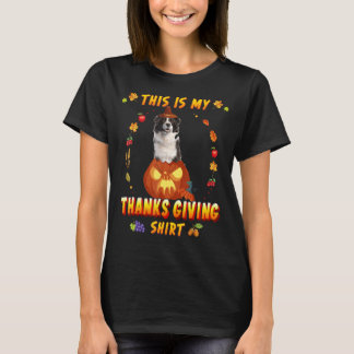 T-shirt Bordure Collie Chien En Citrouille Voici Mon Thank