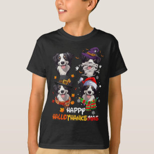 T-shirt Bordure Collie Chien Hallothanksmas Halloween Than