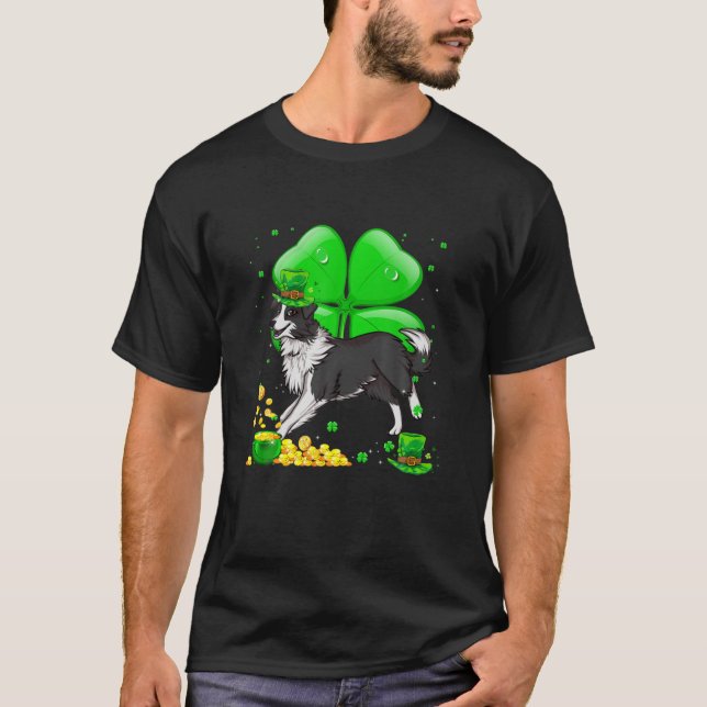 T-shirt Bordure Collie Chien Lucky Charm St. Patrick's Day (Devant)