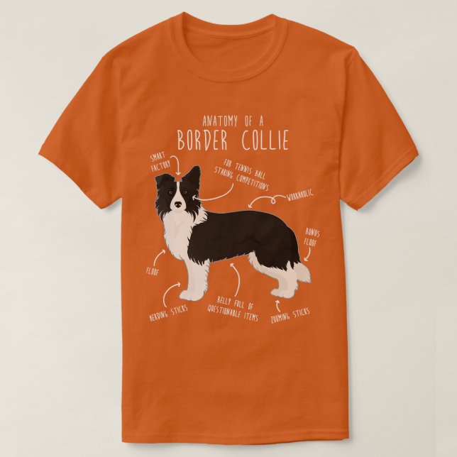 T-shirt Bordure Collie Dog Anatomie 3 (Design devant)