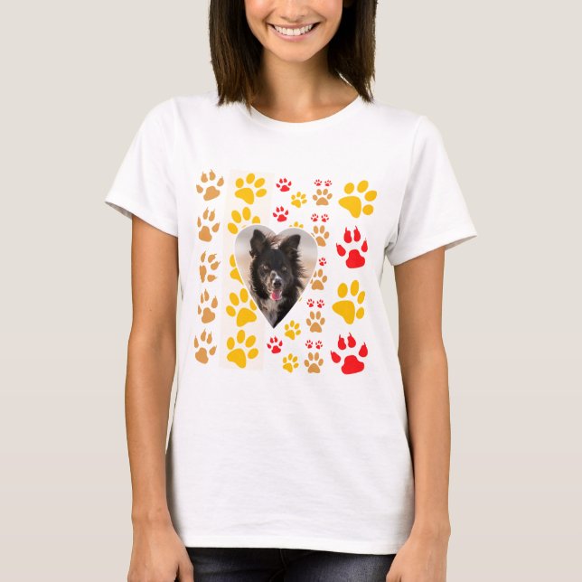 T-shirt Bordure Collie Empreinte de patte Amour Coeur (Devant)