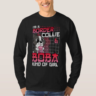 T-shirt Bordure Collie Et Boba Genre De Fille Cute Chibi B