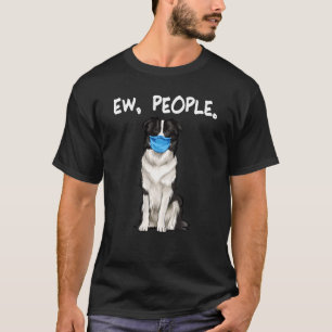 T-shirt Bordure Collie Ew Personnes Chien Portant Un Masqu