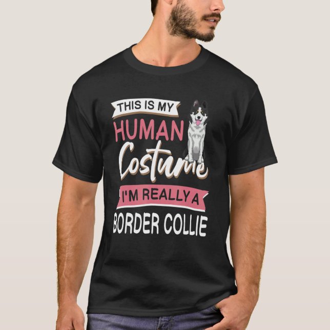 T-shirt Bordure Collie Halloween Chien Pour Frontière Coll (Devant)