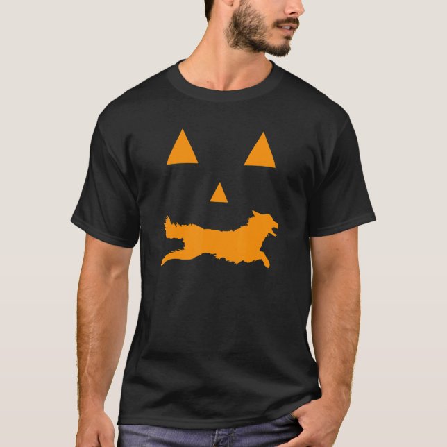 T-shirt Bordure Collie Halloween Éffrayant visage Chien cl (Devant)