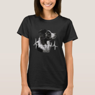 T-shirt Bordure Collie Heartbeat ligne ECG fréquence Chien