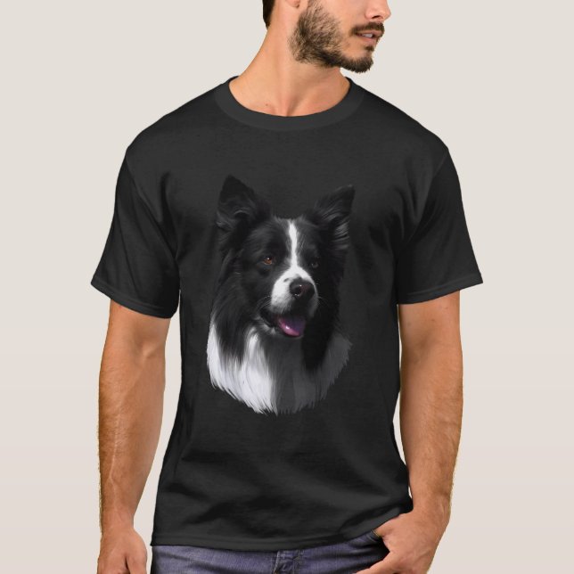 T-shirt Bordure Collie Herding Chien Manches Longues Chien (Devant)