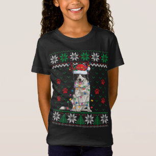 T-Shirt Bordure Collie illuminations de Noël Père Noël Rei