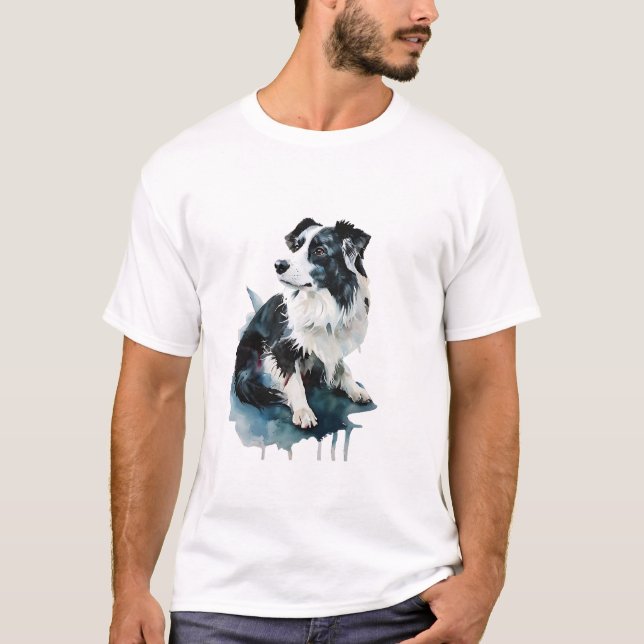 T-shirt Bordure Collie - Intelligent, Énergétique, (Devant)