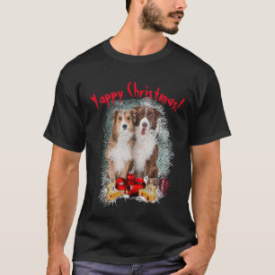 T-shirt Bordure Collie Joyeux Noël Chien Maman Et Papa