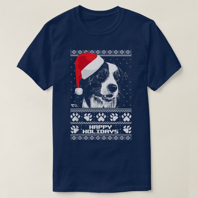 T-shirt Bordure Collie mignonne Joyeuses Fêtes Noël (Design devant)