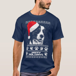 T-shirt Bordure Collie mignonne Joyeuses Fêtes Noël